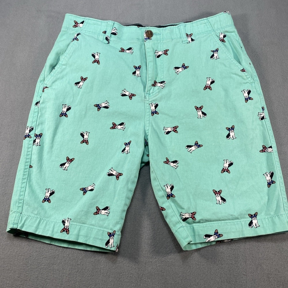 Plugg Mens Pug Dog Shorts Chino‎ Style Green Size 30